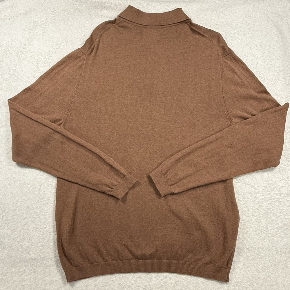 Weatherproof Vintage Cotton Cashmere Polo Sweater Men's Medium Brown Long Sleeve - Picture 4 of 7